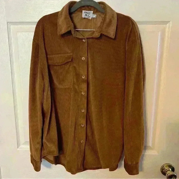 Princess Polly Rylan Shirt Color Brown Size US 8 Oversized Corduroy Shacket, EUC - Picture 4 of 5